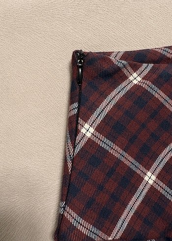 Bordo Ekose Pileli Etek  - Görsel 5