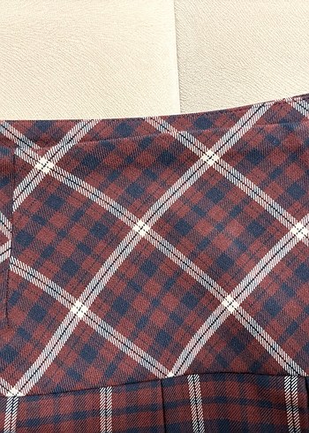 Bordo Ekose Pileli Etek  - Görsel 6