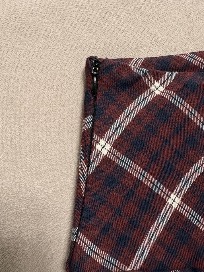 Bordo Ekose Pileli Etek  - Görsel 5