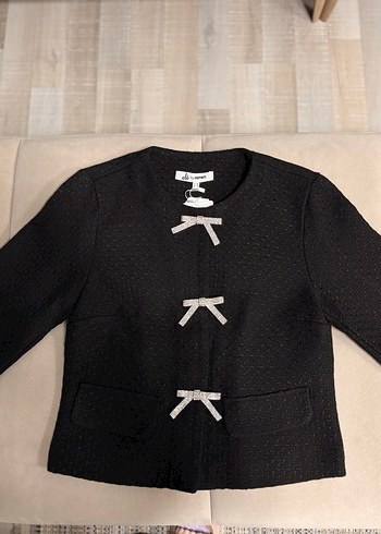 Siyah Fiyonk Detaylı Tüvit Ceket  - Görsel 6