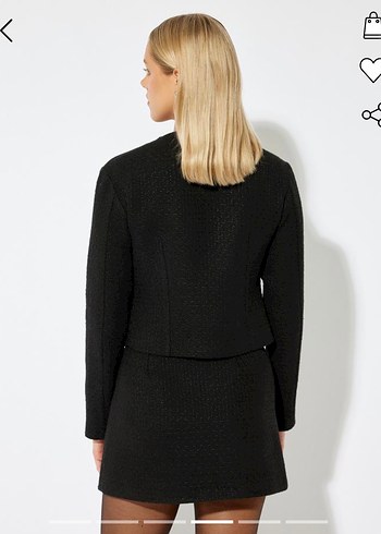 Siyah Fiyonk Detaylı Tüvit Ceket  - Görsel 3