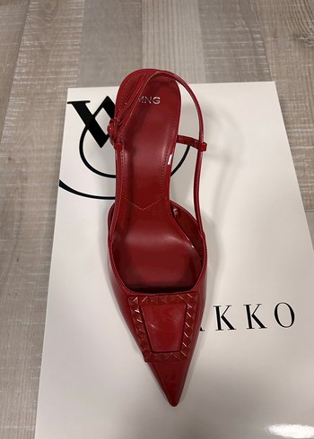 Mango Kırmızı Tokalı Stiletto Topuklu Ayakkabı - Görsel 5