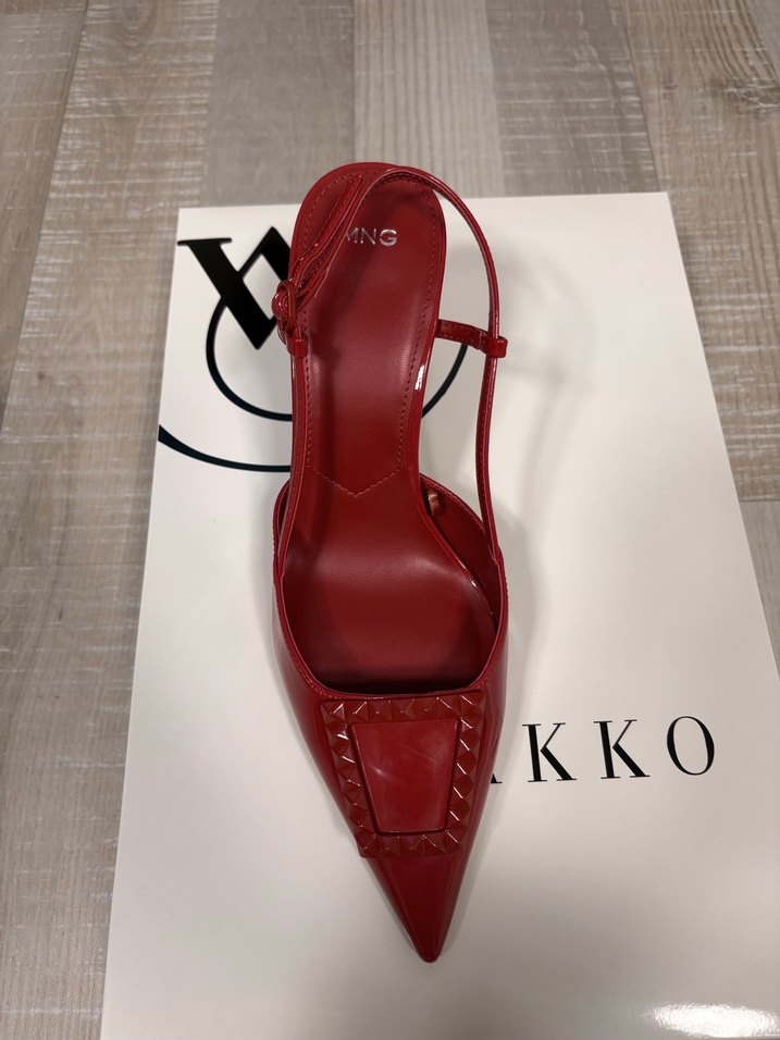 Mango Kırmızı Tokalı Stiletto Topuklu Ayakkabı - Görsel 5