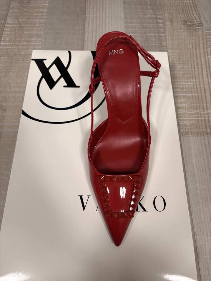Mango Kırmızı Tokalı Stiletto Topuklu Ayakkabı - Görsel 4