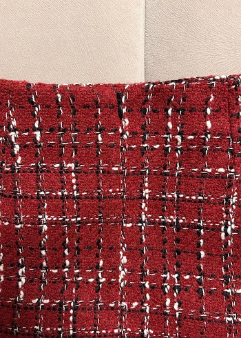 Kırmızı Ekose Tüvit Etek - Görsel 6