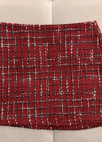 Kırmızı Ekose Tüvit Etek - Görsel 4