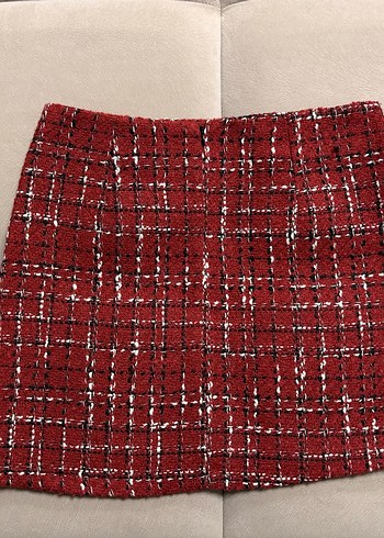 Kırmızı Ekose Tüvit Etek - Görsel 5