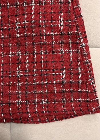 Kırmızı Ekose Tüvit Etek - Görsel 7