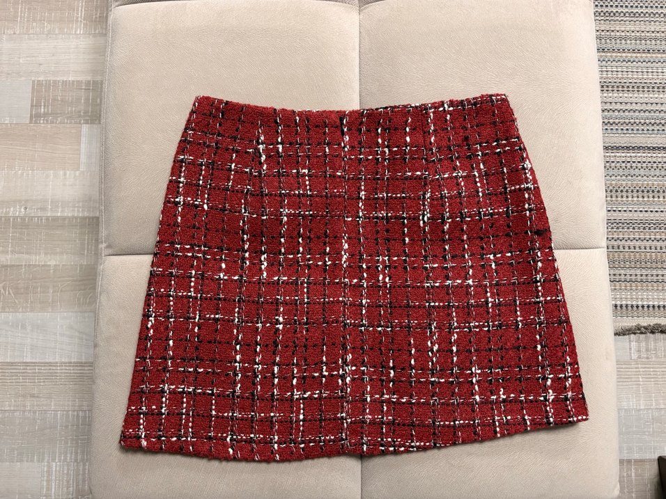 Kırmızı Ekose Tüvit Etek  - Görsel 5