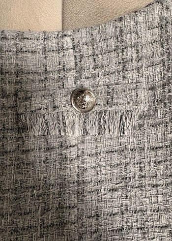 İnci Grisi Düğme Detaylı Tüvit Etek  - Görsel 5