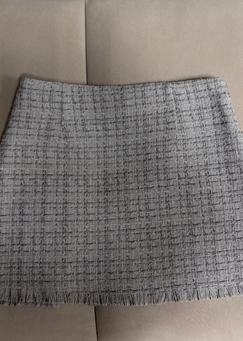 İnci Grisi Düğme Detaylı Tüvit Etek  - Görsel 3