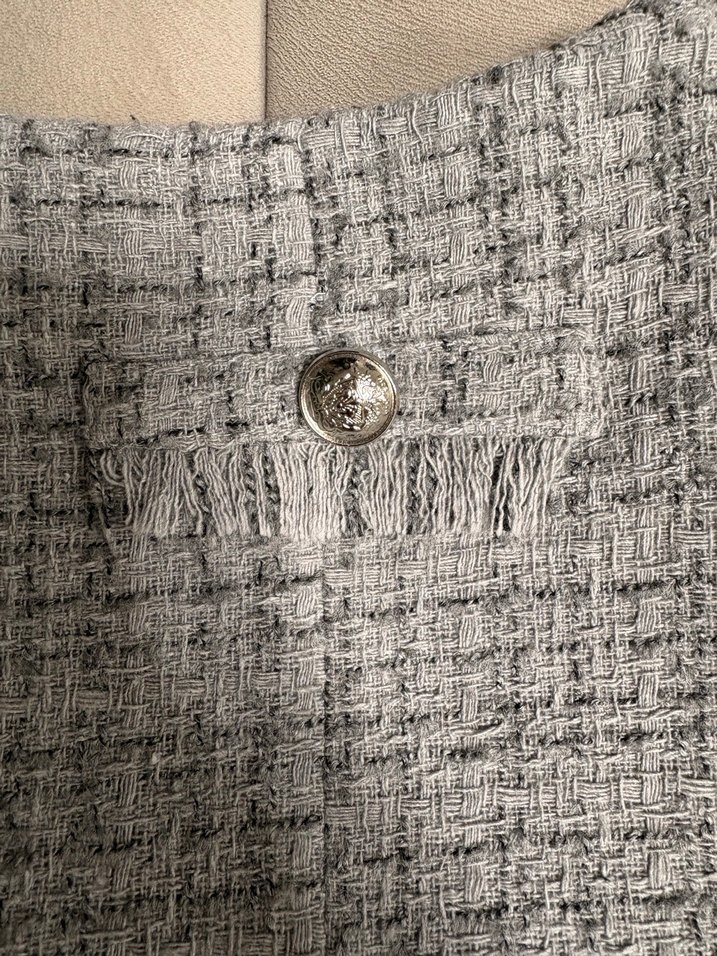 İnci Grisi Düğme Detaylı Tüvit Etek  - Görsel 5