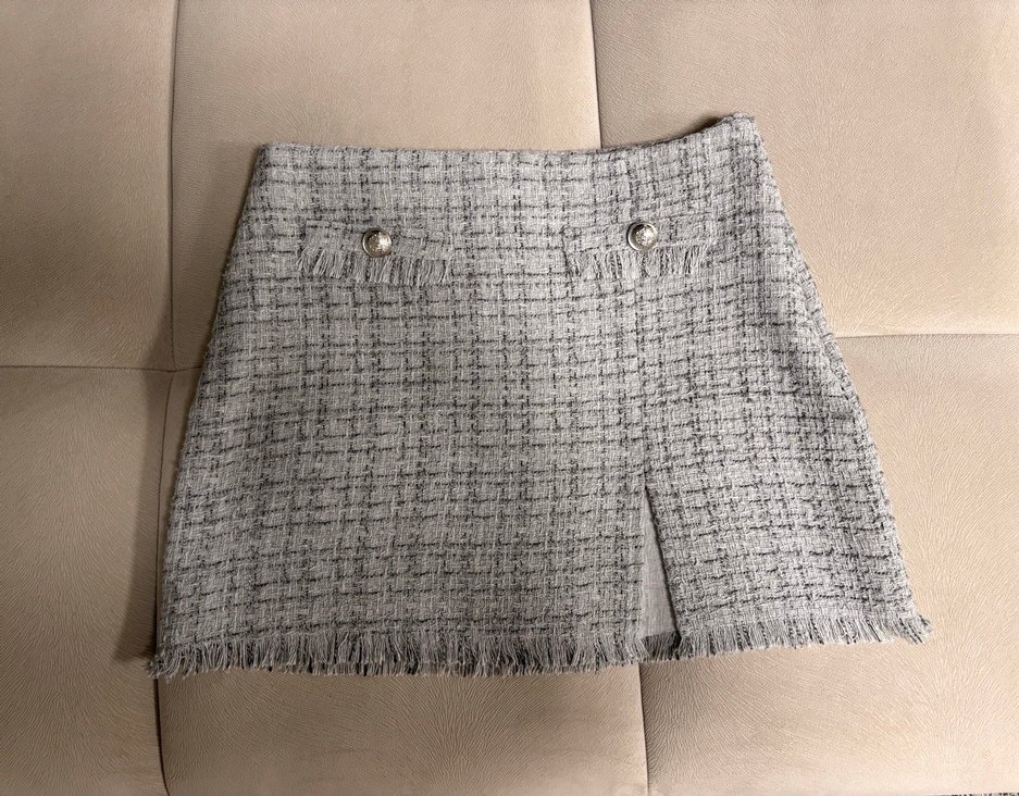 İnci Grisi Düğme Detaylı Tüvit Etek  - Görsel 2