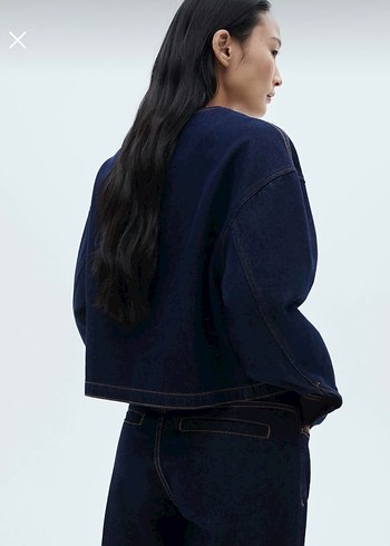 Mango Düğme Detaylı Lacivert Denim Ceket - Görsel 2