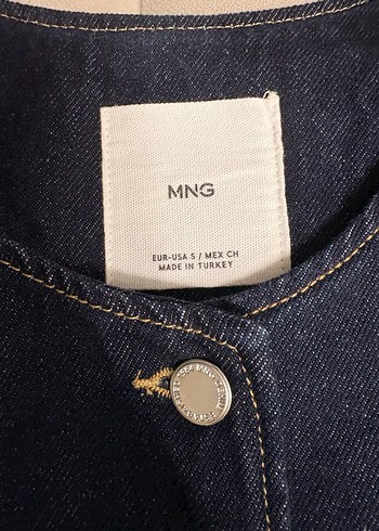 Mango Düğme Detaylı Lacivert Denim Ceket - Görsel 9