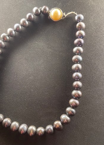 Vintage Siyah Tavus Kuşu (Peacock) Renkli Gerçek İnci Kolye - Görsel 3