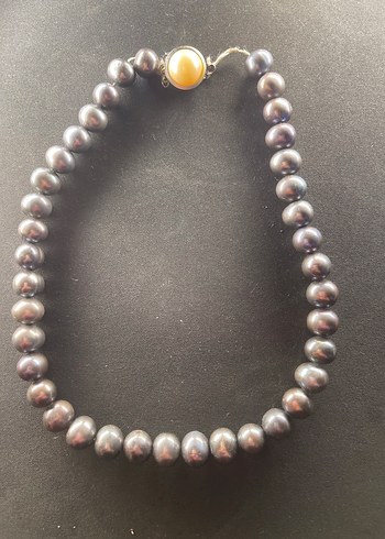 Vintage Siyah Tavus Kuşu (Peacock) Renkli Gerçek İnci Kolye - Görsel 2