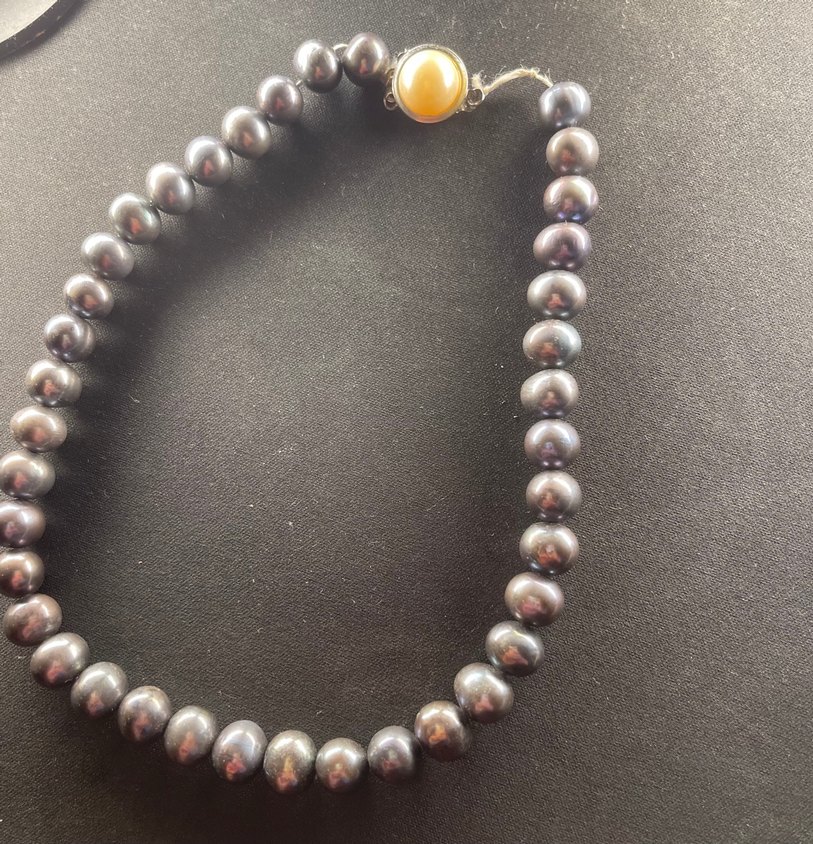 Vintage Siyah Tavus Kuşu (Peacock) Renkli Gerçek İnci Kolye - Görsel 3