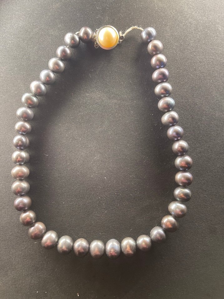 Vintage Siyah Tavus Kuşu (Peacock) Renkli Gerçek İnci Kolye - Görsel 2