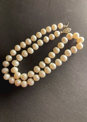 Gerçek Tatlı Su İncisi Kolye - 14K Altın Filigran Klipsli - Görsel 2