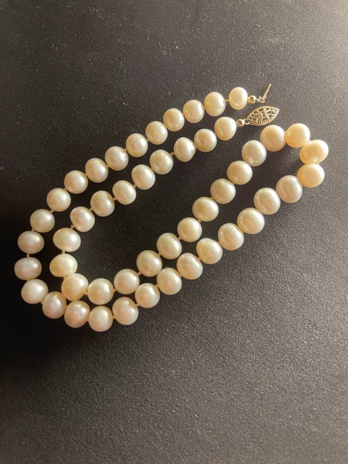 Gerçek Tatlı Su İncisi Kolye - 14K Altın Filigran Klipsli - Görsel 2