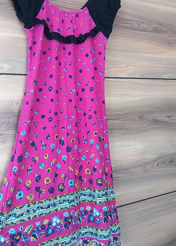 s Beden pembe Renk Pembe Bohem Renkli Uzun Elbise