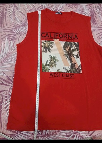 Kolsuz Baskılı Kırmızı Erkek Tişört - Görsel 4