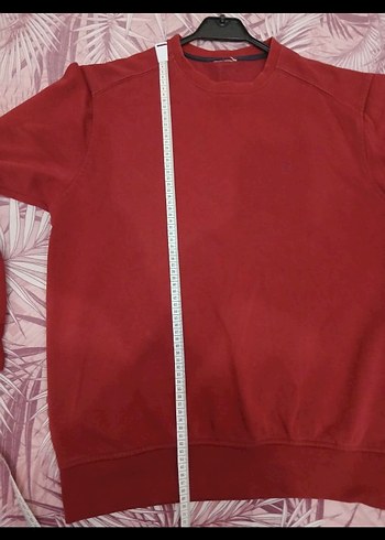 Koyu Kırmızı Bisiklet Yaka Sweatshirt - Görsel 7