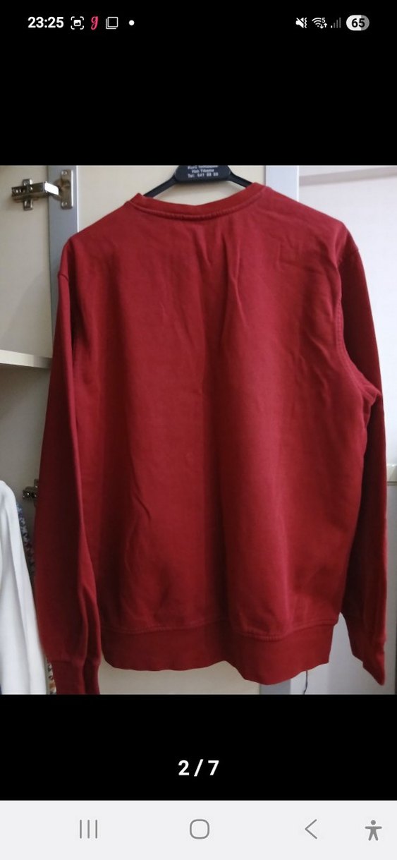 Koyu Kırmızı Bisiklet Yaka Sweatshirt - Görsel 2