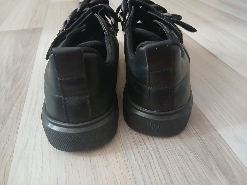 Siyah Zincir Tokalı Goth Stiletto Topuklu Sneakers - Görsel 5