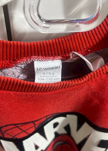 4 Yaş Beden Marvel Baskılı Kırmızı Erkek Sweatshirt