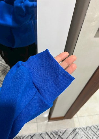 s Beden Kadın Mavi Fermuarlı Sweatshirt