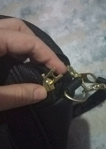 Siyah Kadın Kot Çanta Fermuarlı - Görsel 4