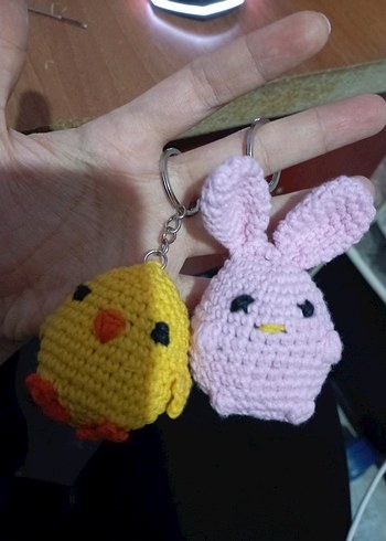 Renkli Örgü Tavşan ve Civciv Anahtarlık - Görsel 2