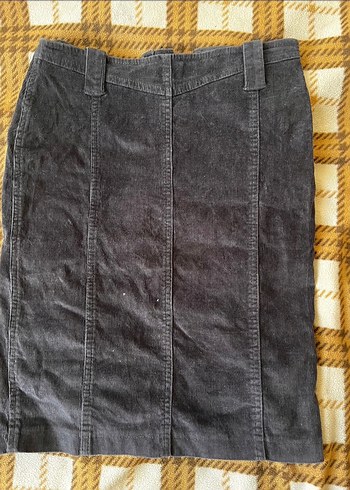 Düğmeli Midi kadife Etek - Görsel 2