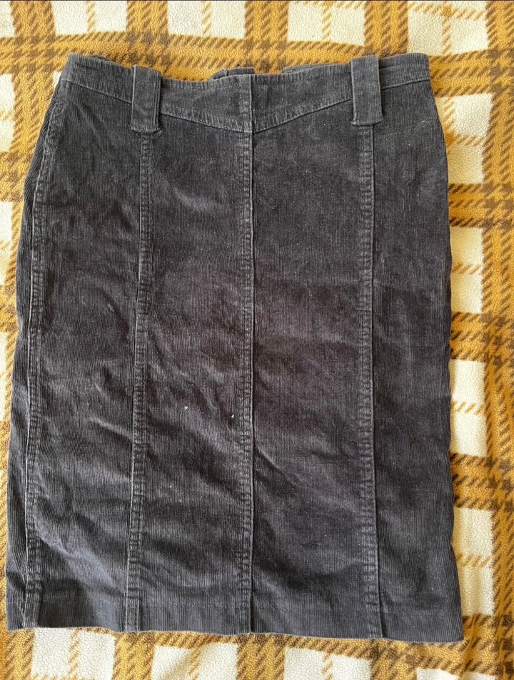 Düğmeli Midi  kadife Etek - Görsel 2