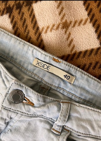 Kadın Bej Mini Denim Şort - Görsel 3