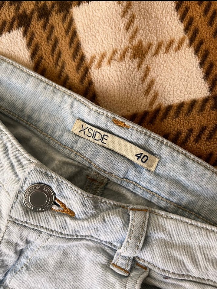 Kadın Bej Mini Denim Şort - Görsel 3