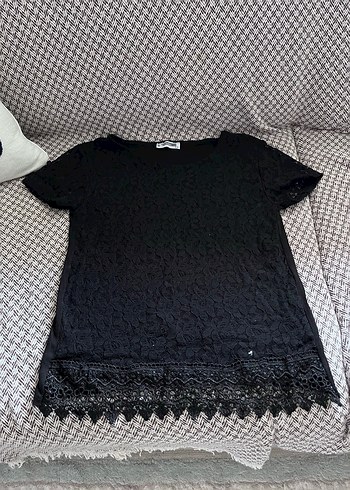 Dantel Detaylı Siyah Kadın Bluz - Görsel 2