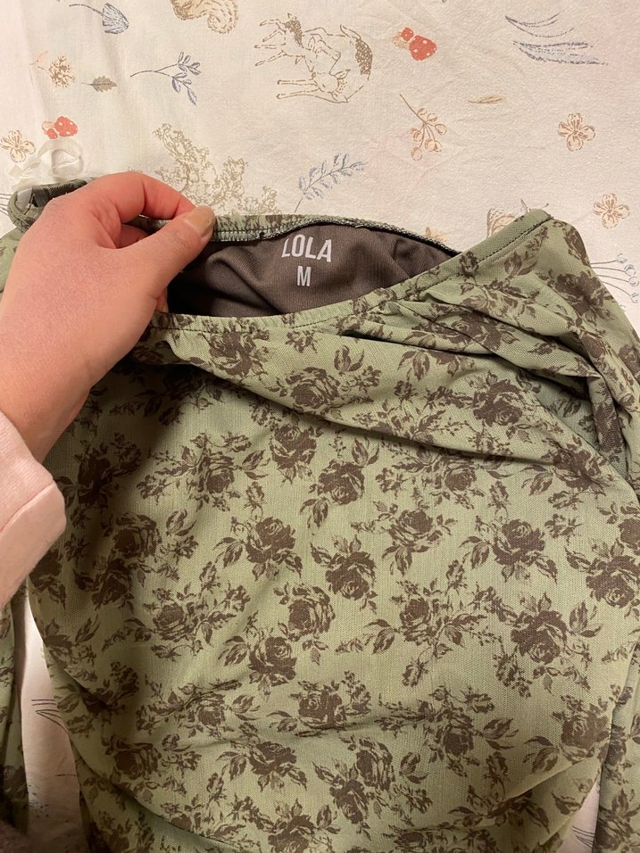 Kadın Haki Bohem Desenli Drapeli Bluz - Görsel 2