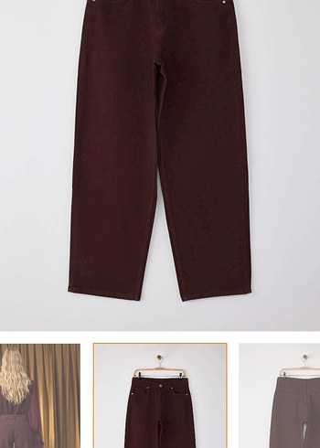 Kahverengi Düşük Bel Loose Baggy Jeans - Görsel 2