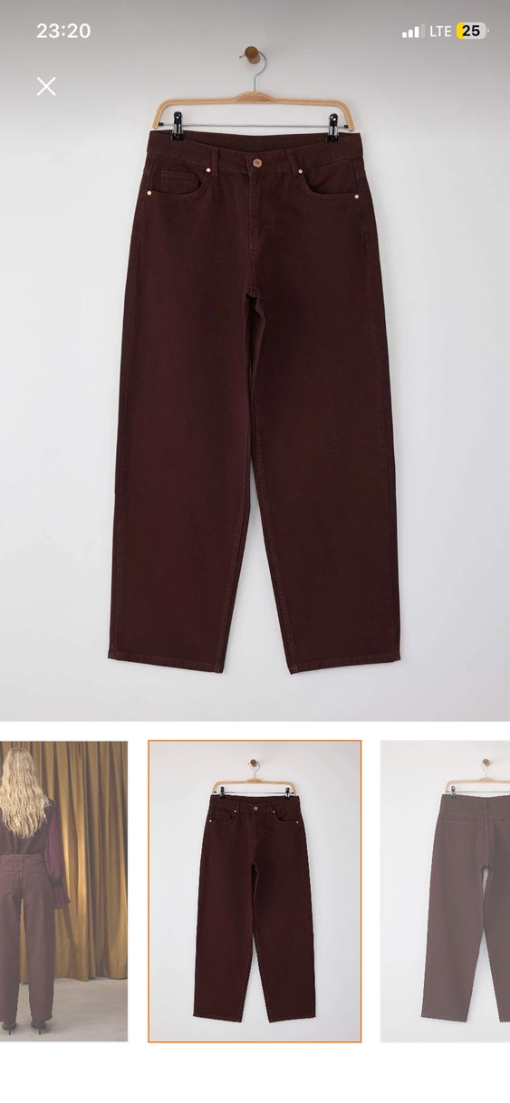 Kahverengi Düşük Bel Loose Baggy Jeans - Görsel 2