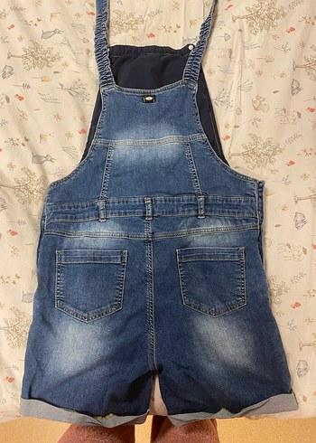 Kadın Mavi Kot Şort Salopet - Görsel 3