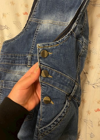 Kadın Mavi Kot Şort Salopet - Görsel 2