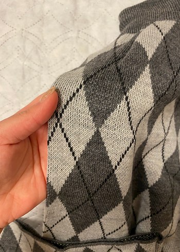 Gri Desenli Örgü Kadın Pantolon - Görsel 2