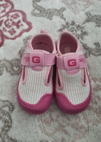 Kız Çocuk Pudra Pembe panduf, kreş ayakkabısı Cırtcırtlı