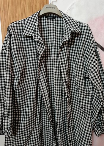 Gri Kareli Uzun Kollu Kadın Gömlek - Görsel 3