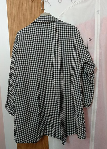 Gri Kareli Uzun Kollu Kadın Gömlek - Görsel 4