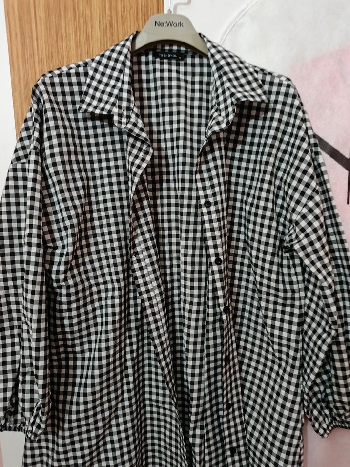 Gri Kareli Uzun Kollu Kadın Gömlek - Görsel 3