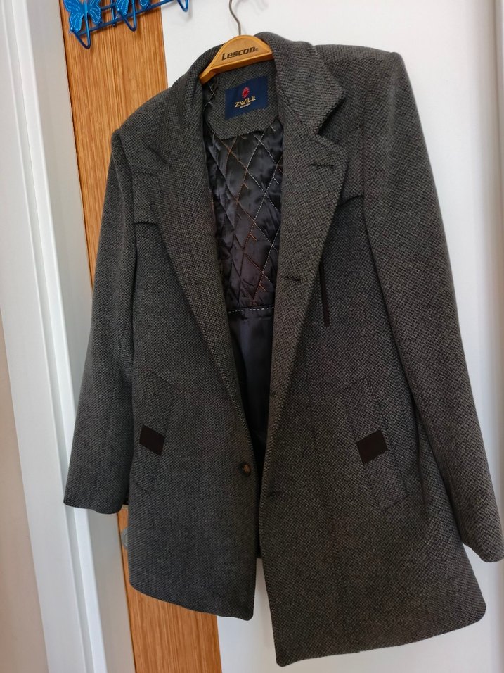 Gri Erkek Yün Düğmeli Klasik Ceket - Görsel 5